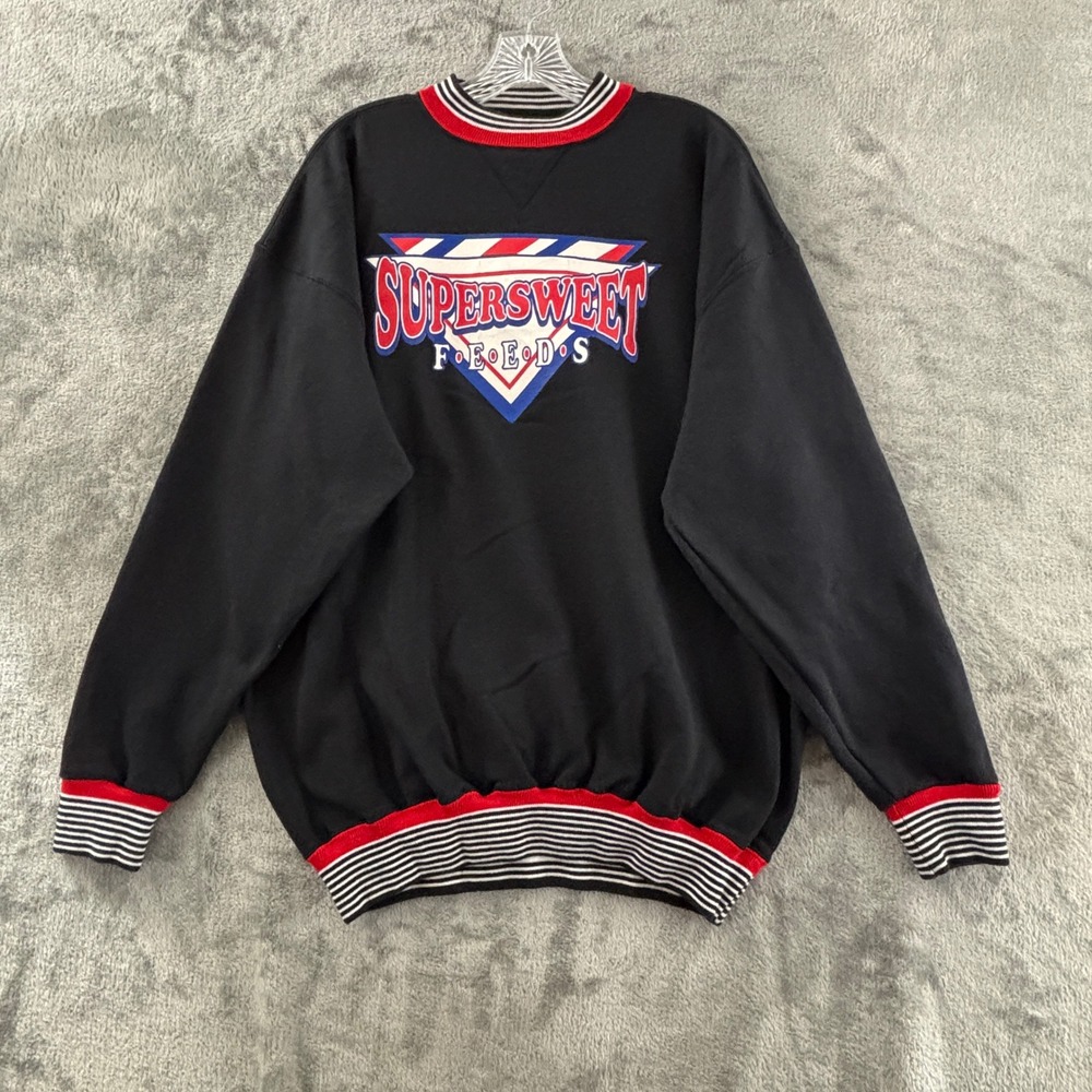 Vintage SuperSweet Feeds Sweatshirt Mens XXL Black K-Products‎ Heavy Weight USA
